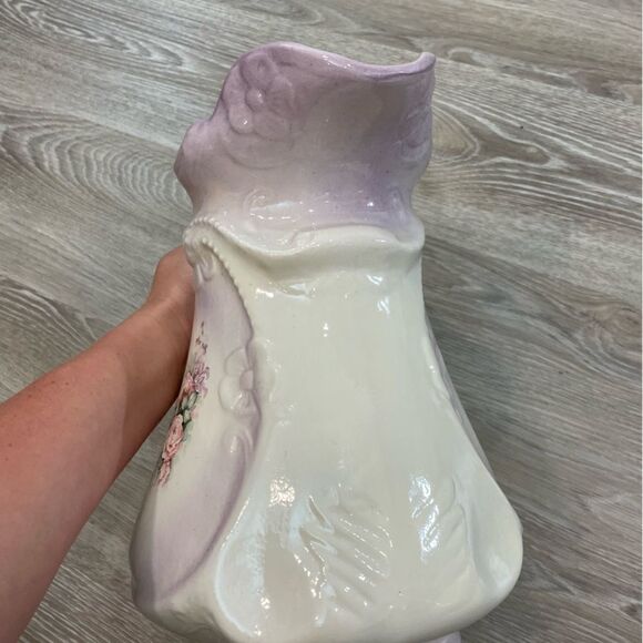 1960s Victorian Ironstone Green Hand Painted Pitcher Basin Set 2 Pieces USA made - Picture 12 of 12